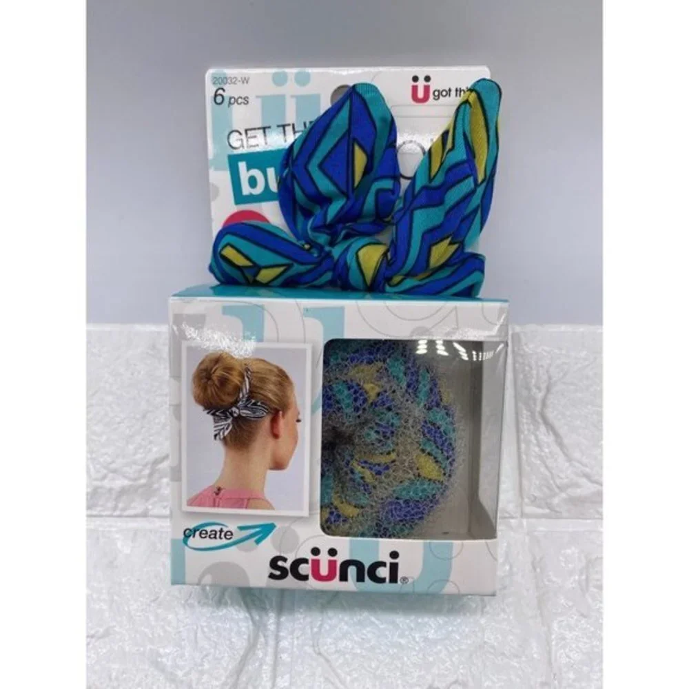 Scunci Hair Bun Maker Accessory 6 pc Kit -Women’s -Girls -Donut Ring Shaper + Bo